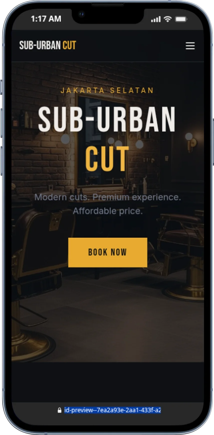 Preview website di tampilan iPhone